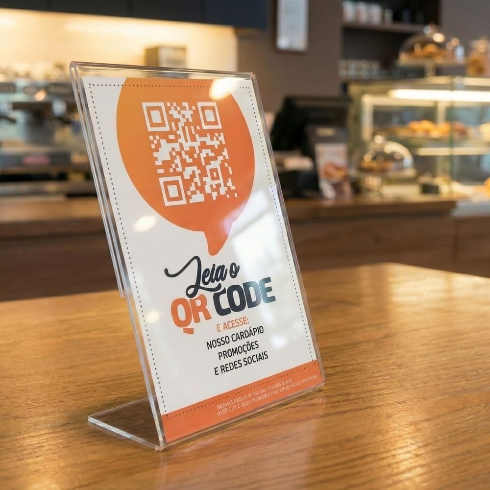 Display de Mesa Acrílico para QR Code - Vertical
