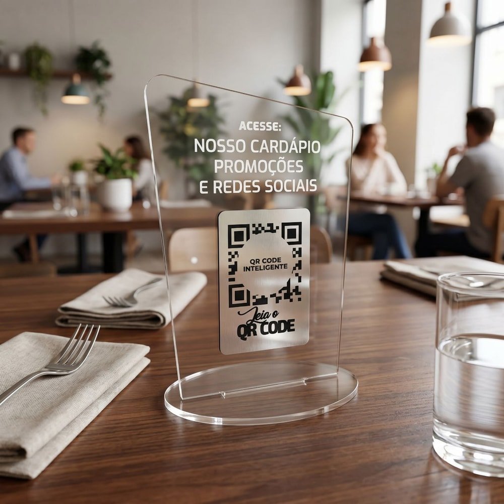 Display de Mesa Acrílico com QR Code 
