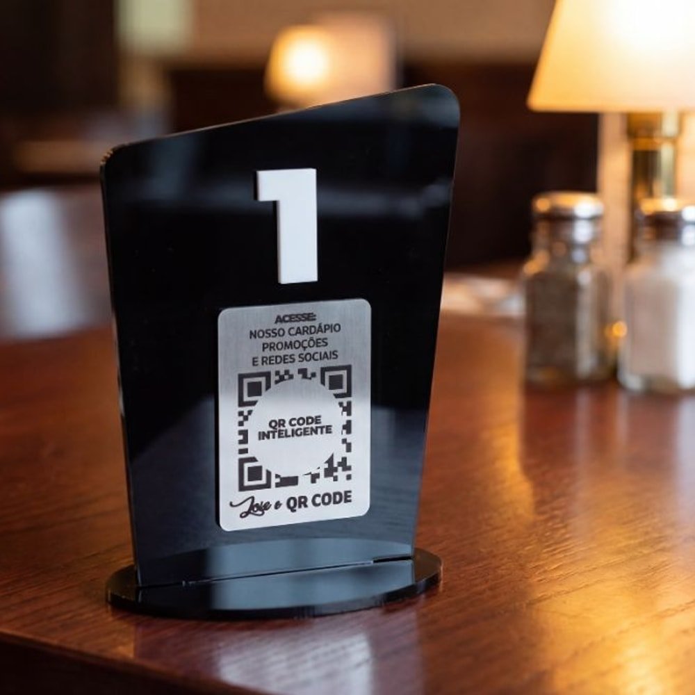 Display de Mesa Número com QR Code Inteligente