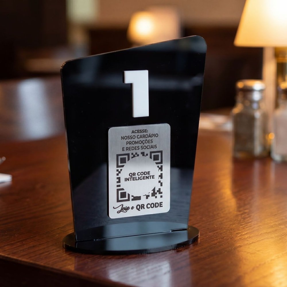 Display de Mesa Número com QR Code Inteligente