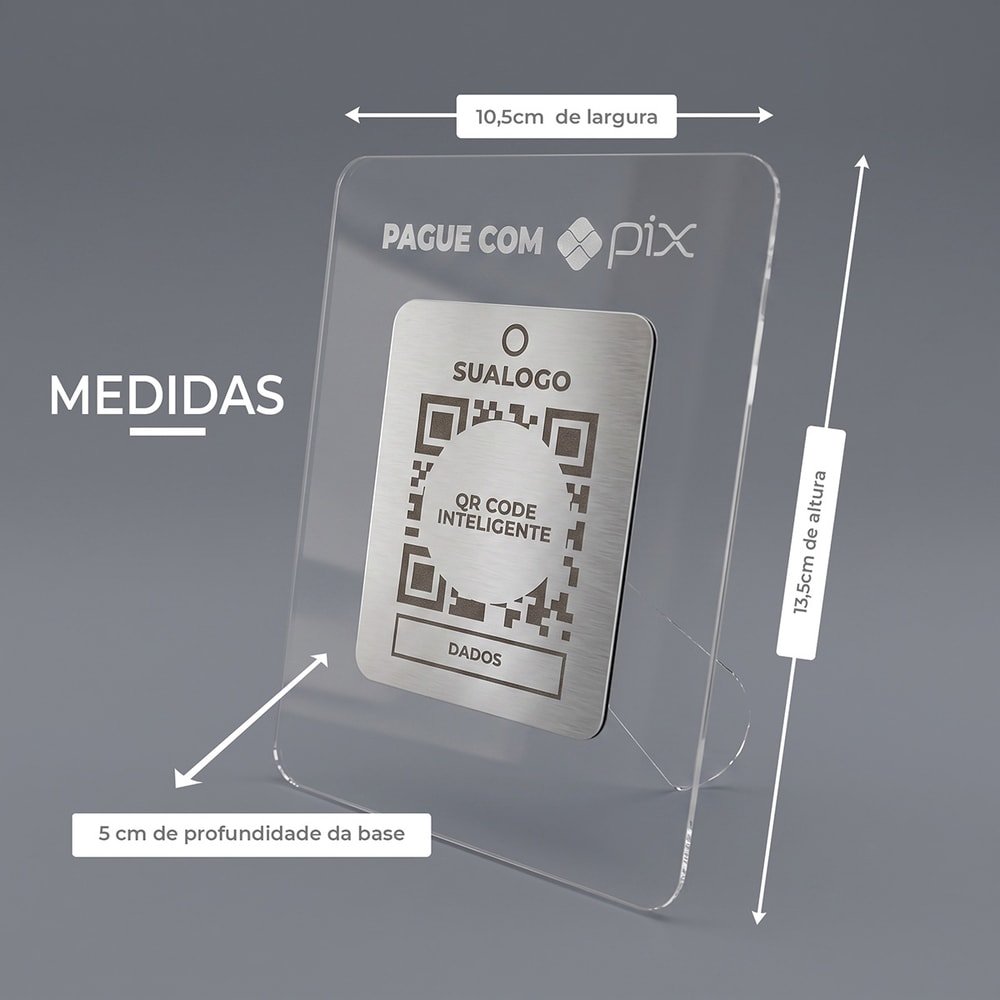 Placa Pix QR Code de Mesa em Acrílico Premium Personalizada