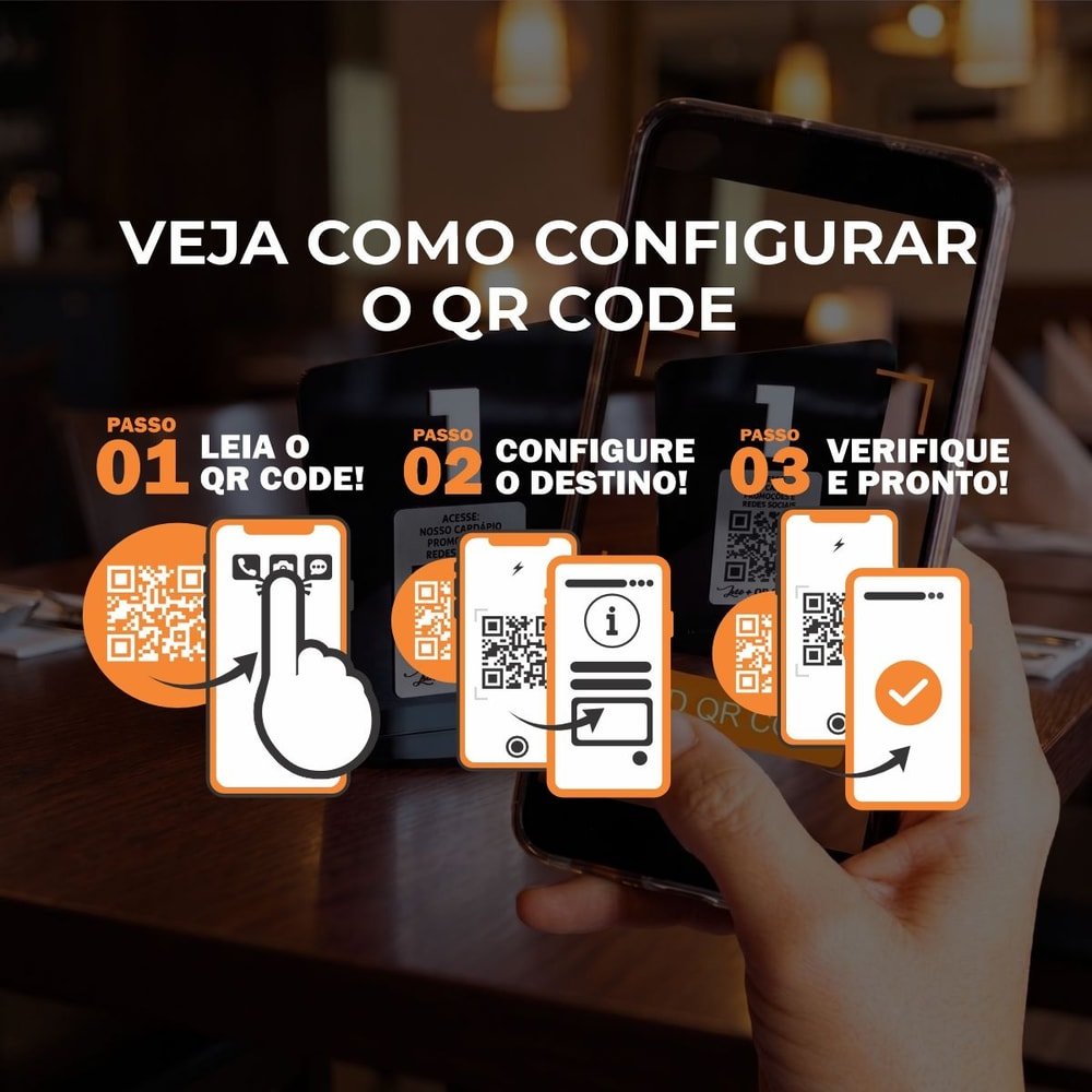 Display de Mesa Acrílico 5 QR Codes Dourado Premium