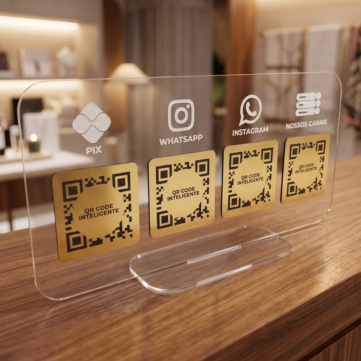 Transparente com QR Code Dourado